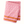 Pink printed tablecloth with repeating medallions and orange striped border