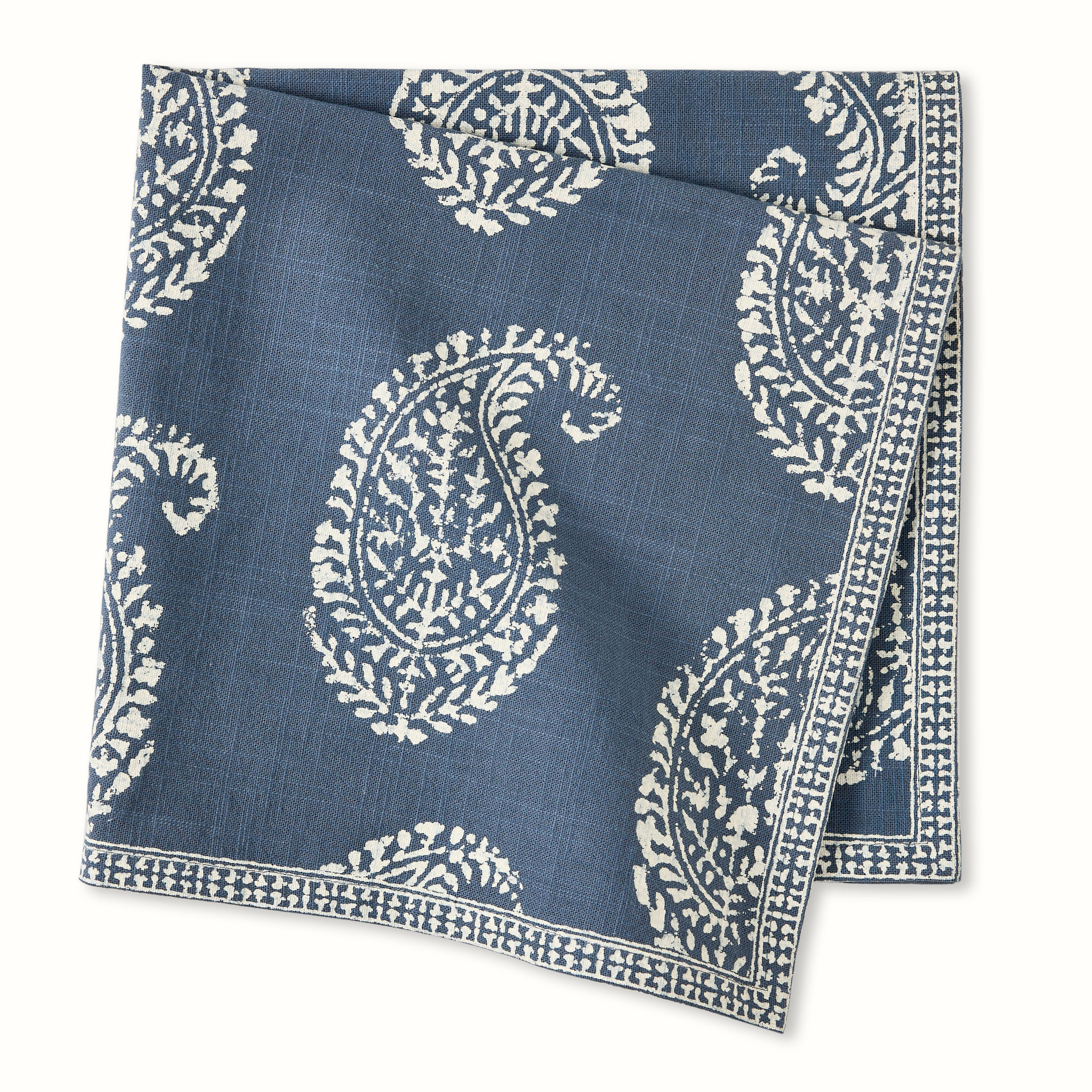 Peter Dunham + Hudson Grace Kashmir Paisley Indigo Blue Printed Napkin