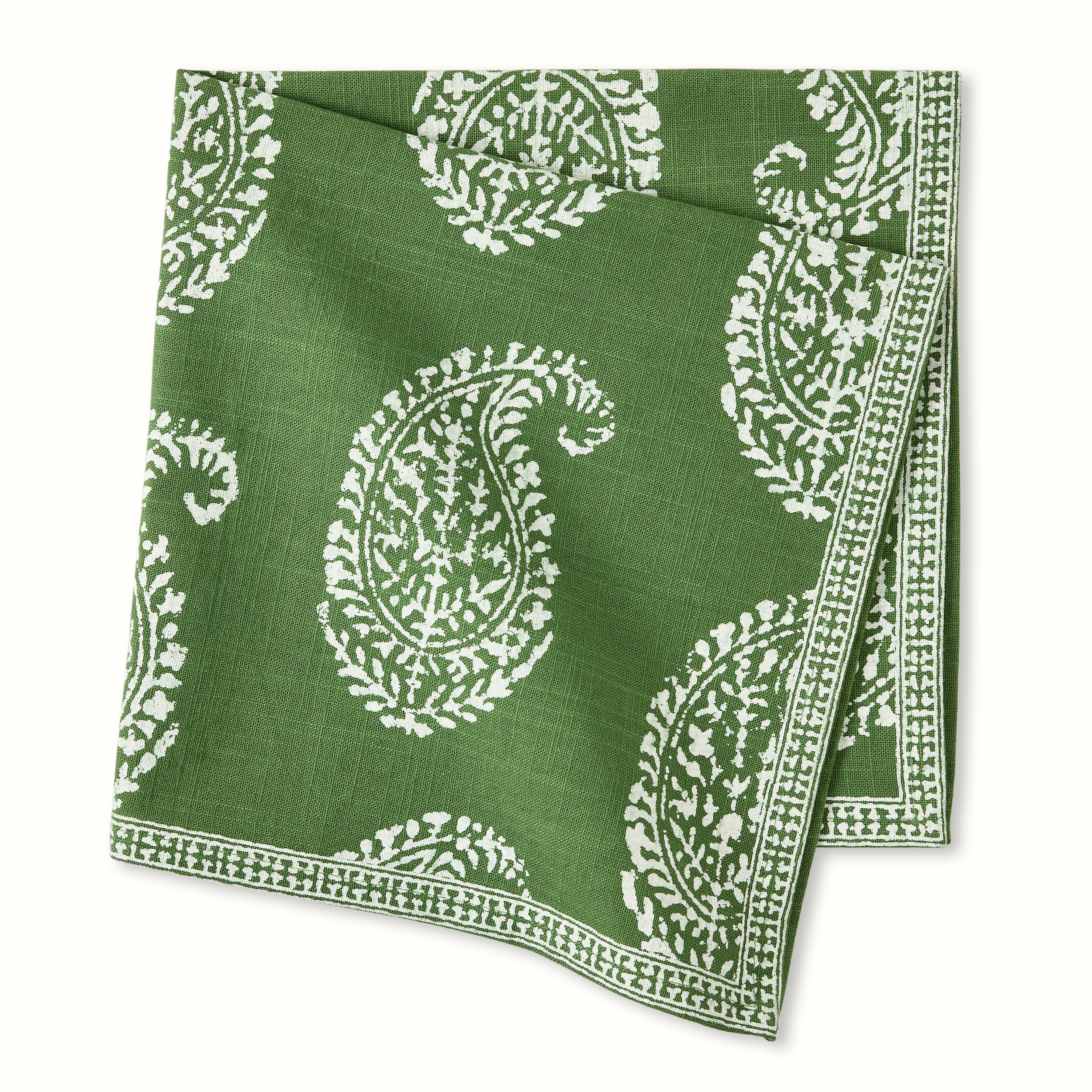 Peter Dunham + Hudson Grace Kashmir Paisley Olive Green Printed Napkin