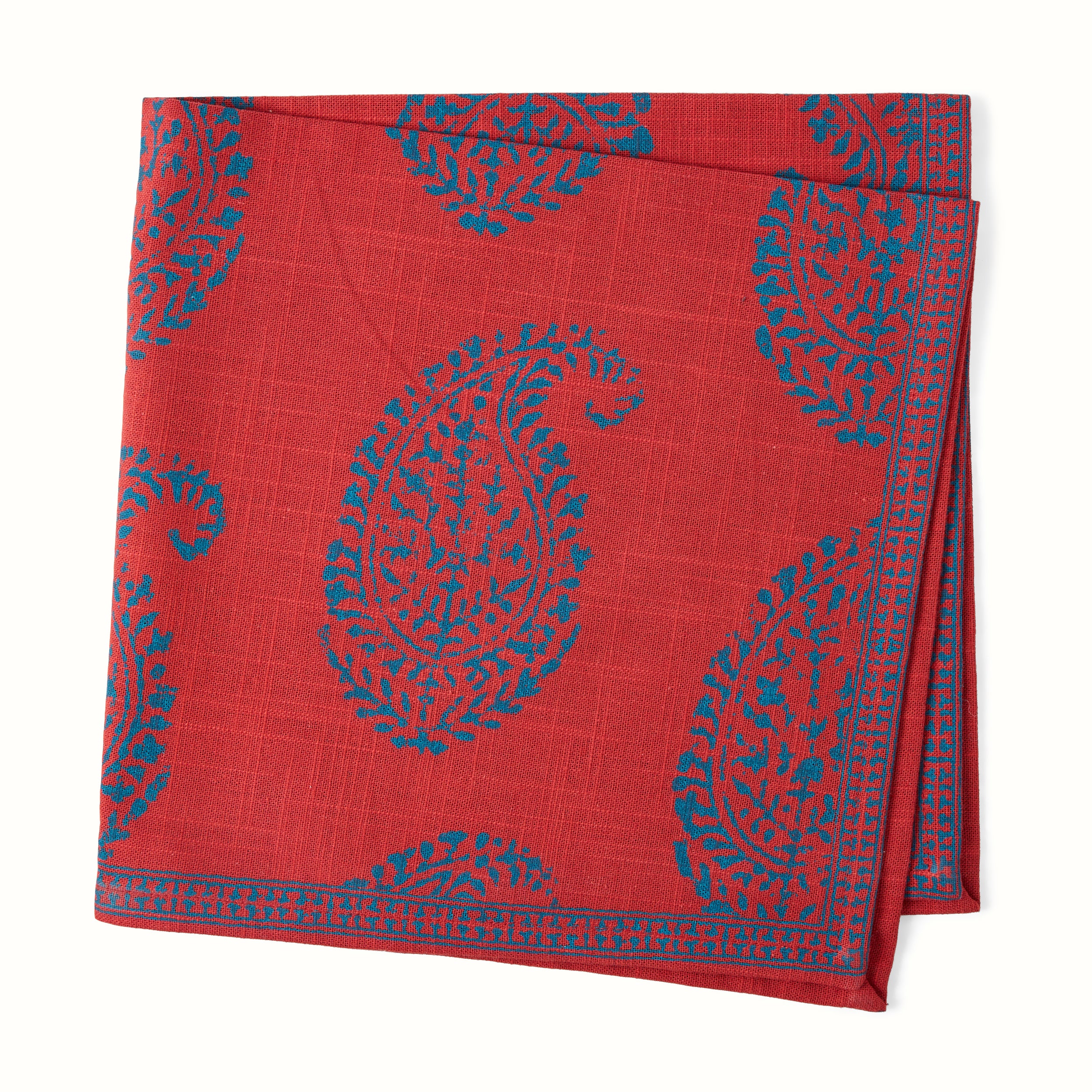 Peter Dunham + Hudson Grace Red Kashmir Paisley Printed Napkin