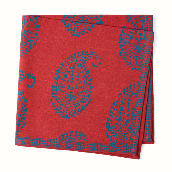 Peter Dunham + Hudson Grace Red Kashmir Paisley Printed Napkin