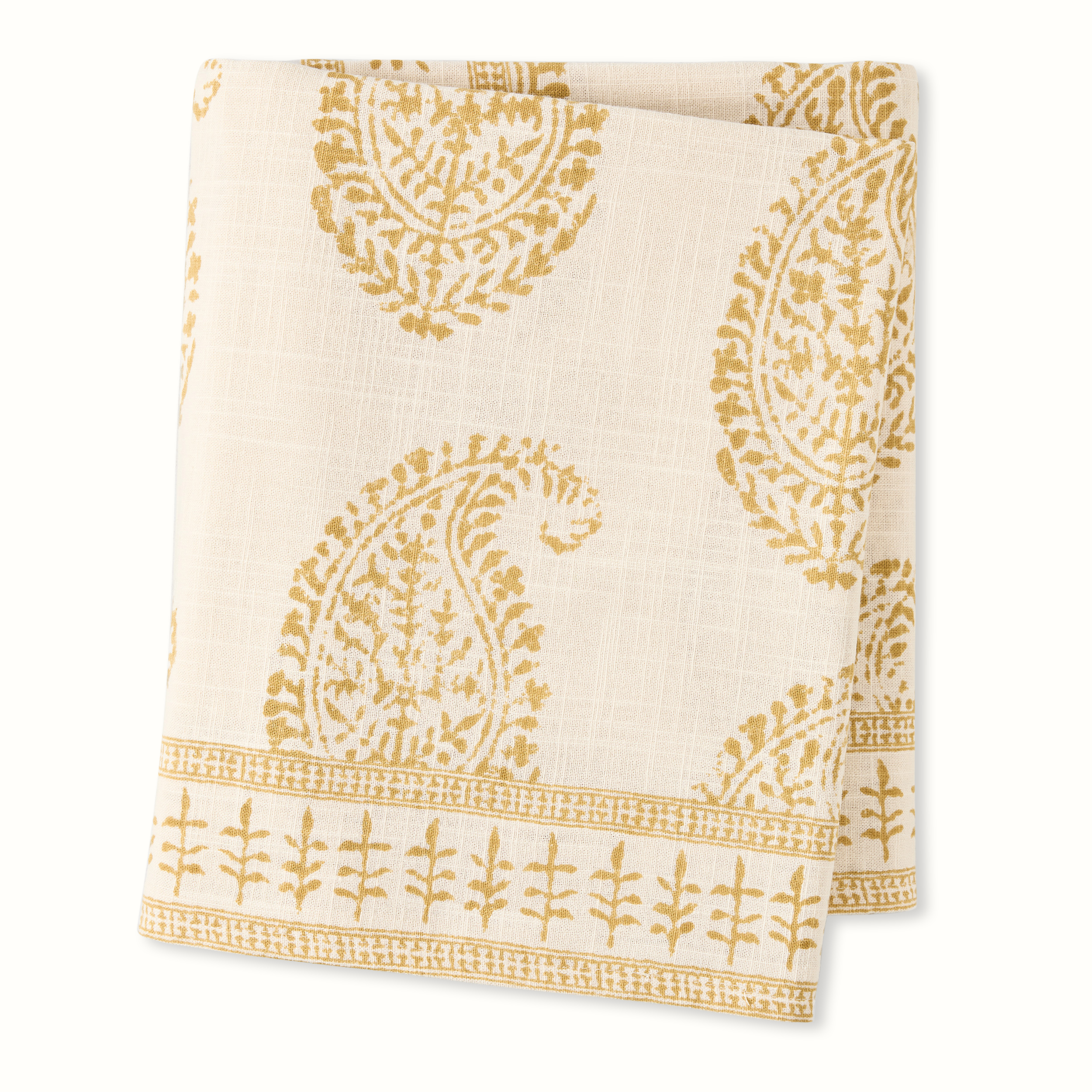 Peter Dunham + Hudson Grace Kashmir Paisley Golden Yellow Printed Tablecloth