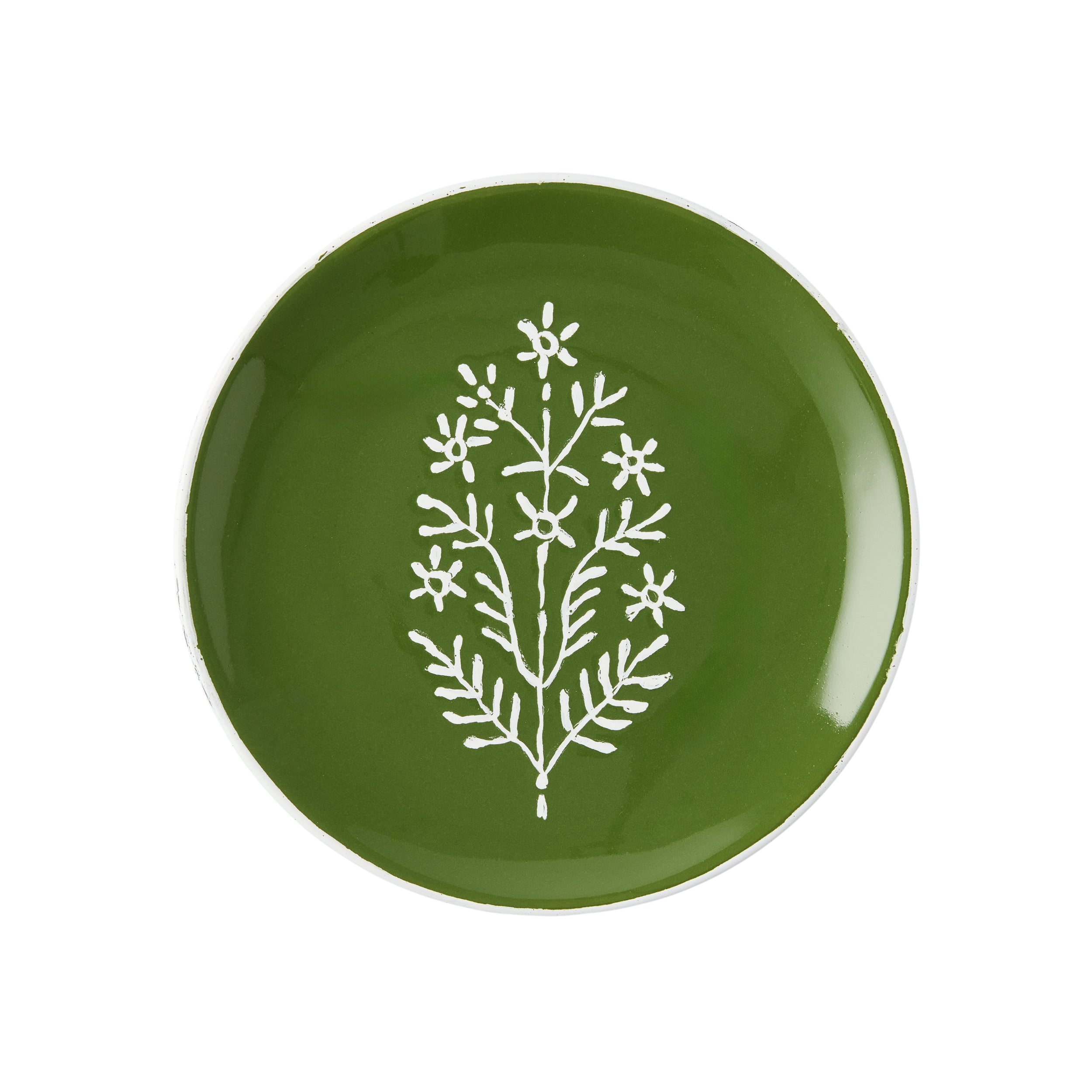 Peter Dunham + Hudson Grace Olive Green Jaali Appetizer Plate