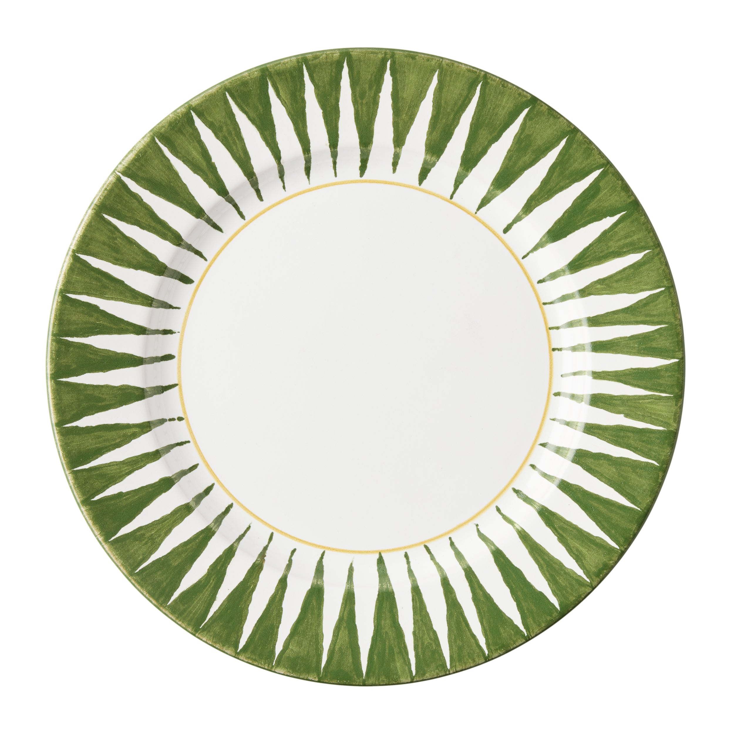 Peter Dunham + Hudson Grace Olive Green Sunburst Dinner Plate