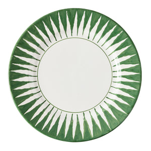 Peter Dunham + Hudson Grace Hand-Painted Green Sunburst Dinner Plate
