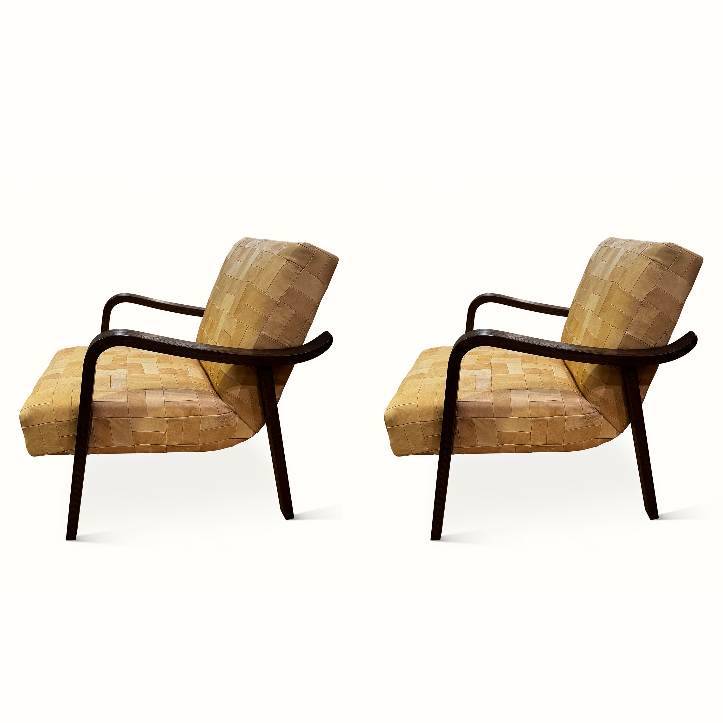 Pair of Chambers Chairs in Vintage Distressed Patchwork Leather