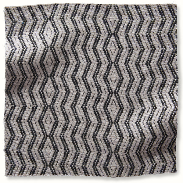 Indoor/Outdoor Pouf in Peter Dunham Textiles Persis Charcoal on Natural