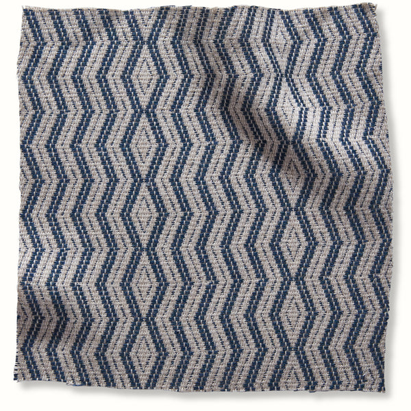 Indoor/Outdoor Pouf in Peter Dunham Textiles Persis Indigo on Natural