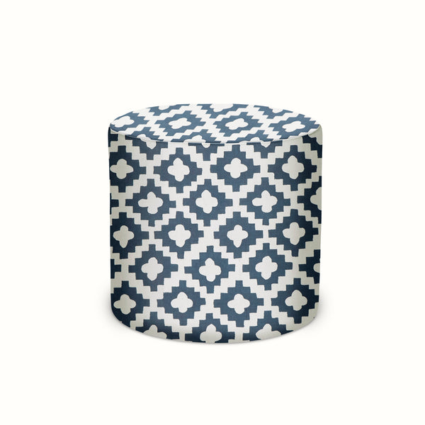 Indoor/Outdoor Pouf in Peter Dunham Textiles Peterazzi Indigo