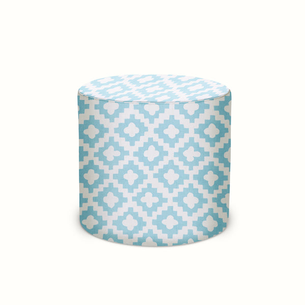 Indoor/Outdoor Pouf in Peter Dunham Textiles Peterazzi Pale Indigo