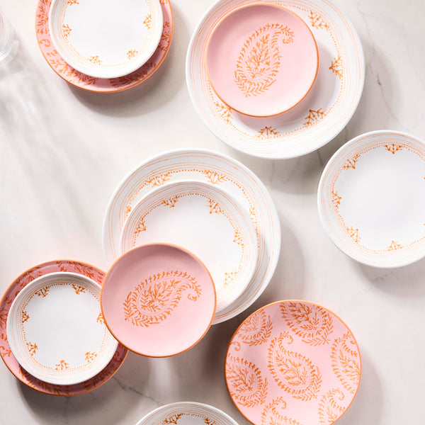 Peter Dunham + Hudson Grace Pink Kashmir Painted Paisley Appetizer Plate