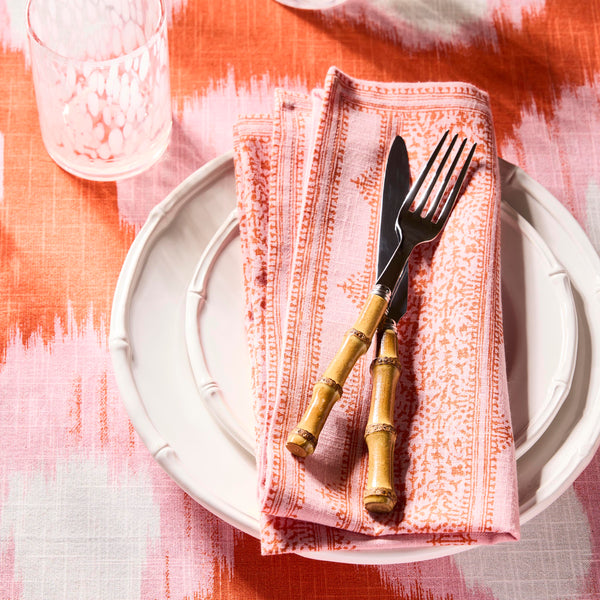 Peter Dunham + Hudson Grace Pink Fez Stripe Printed Napkin