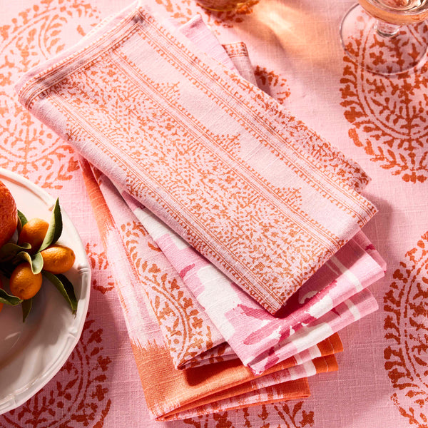 Peter Dunham + Hudson Grace Pink Fez Stripe Printed Napkin