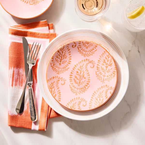 Peter Dunham + Hudson Grace Pink Kashmir Painted Paisley Appetizer Plate