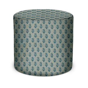 Indoor Pouf in Peter Dunham Textiles Rajmata Tonal in Blue/Blue