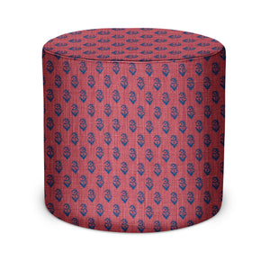 Indoor Pouf in Peter Dunham Textiles Rajmata Tonal in Indigo/Raspberry