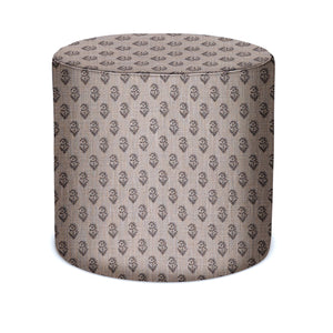 Indoor Pouf in Peter Dunham Textiles Rajmata Tonal in Ash/Gray