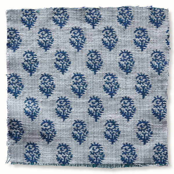 Indoor/Outdoor Pouf in Peter Dunham Textiles Rajmata Indigo on Ocean