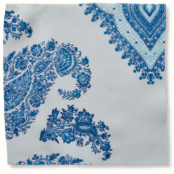 Peter Dunham Textiles Outdoor Samarkand in Indigo on White Pillow