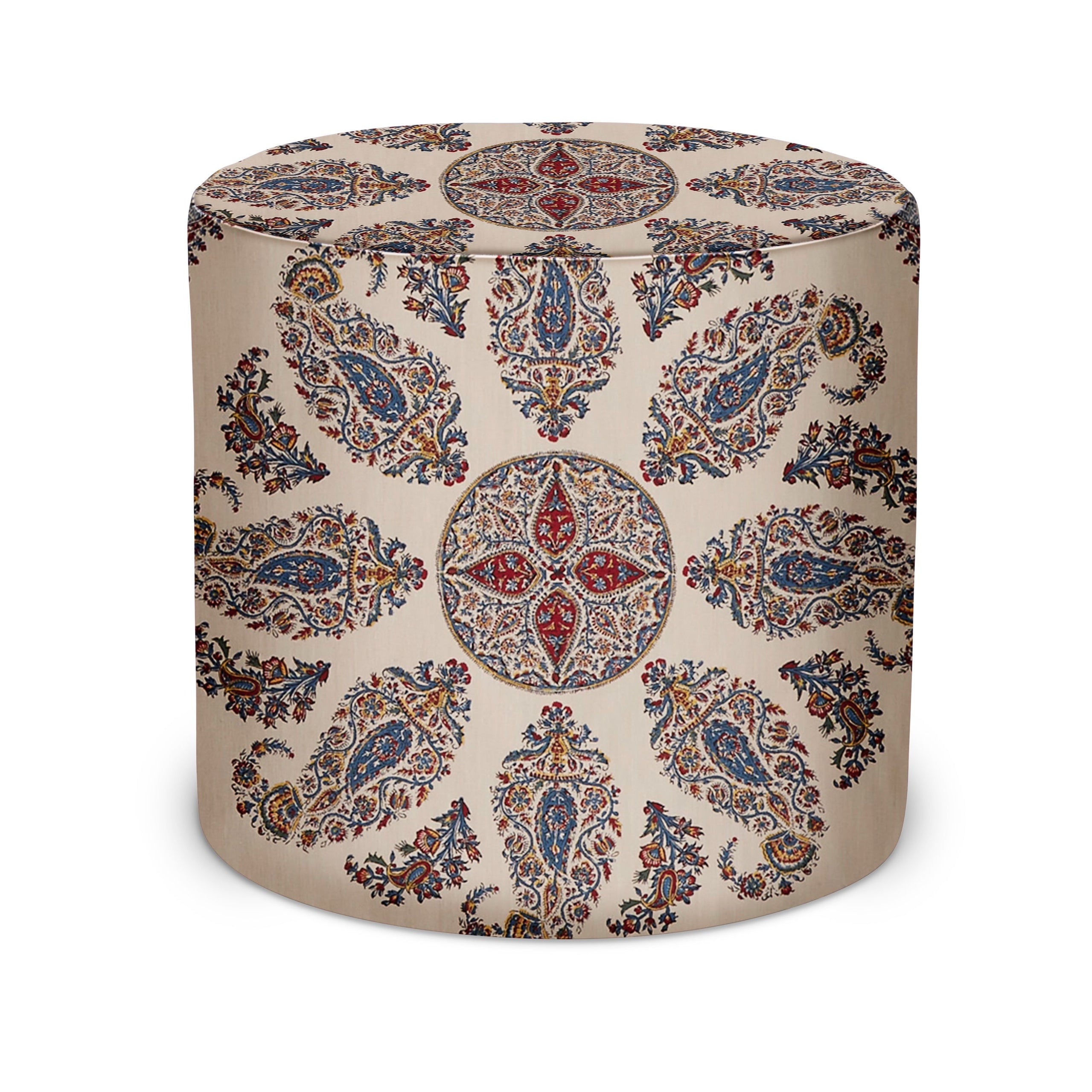 Indoor Pouf in Peter Dunham Textiles Samarkand in Blue/Red