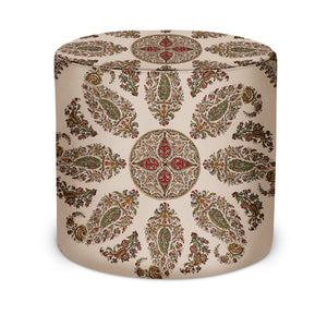 Indoor Pouf in Peter Dunham Textiles Samarkand in Red/Green