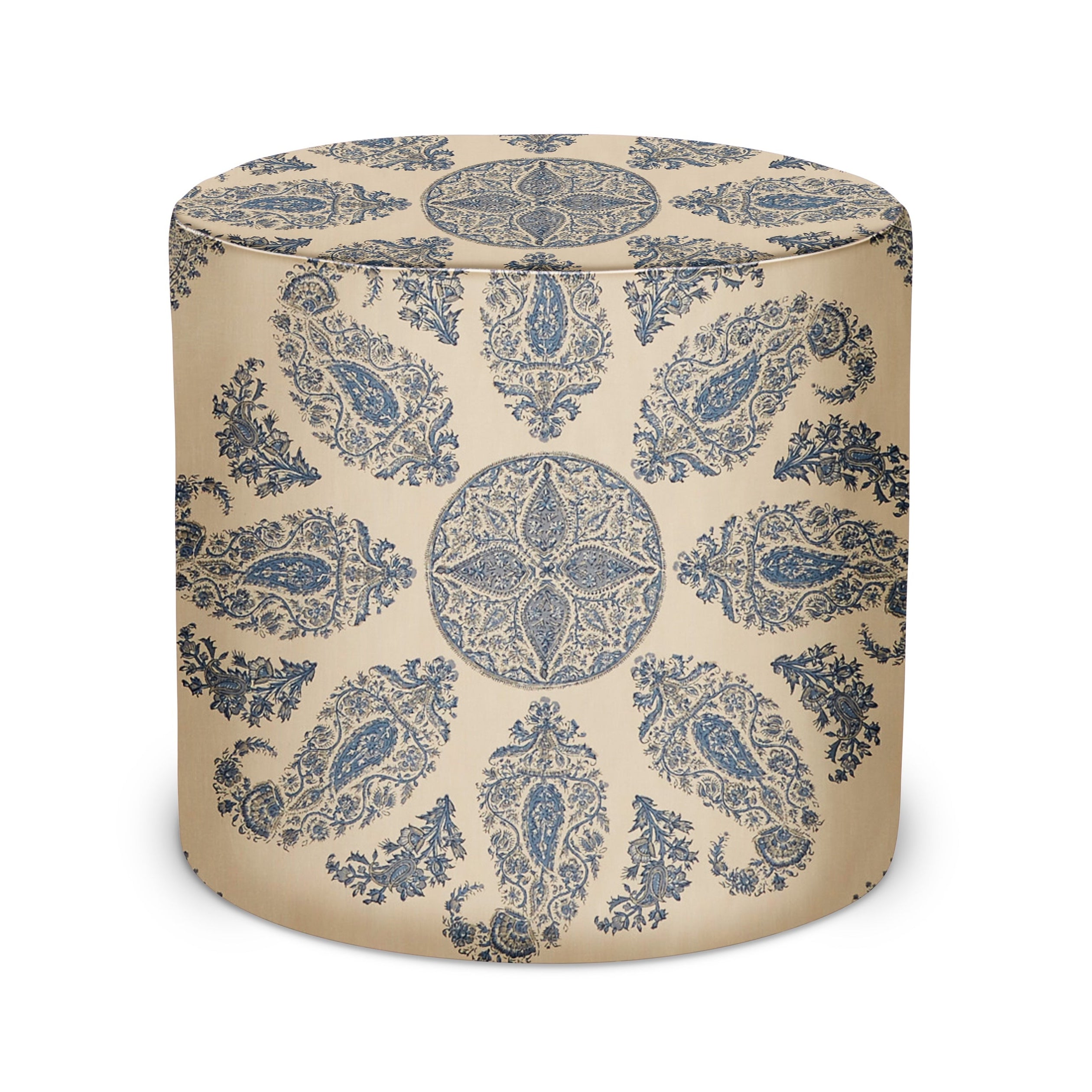 Indoor Pouf in Peter Dunham Textiles Samarkand in Blue/Blue