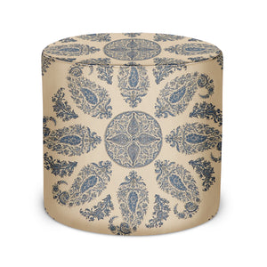 Indoor Pouf in Peter Dunham Textiles Samarkand in Blue/Blue