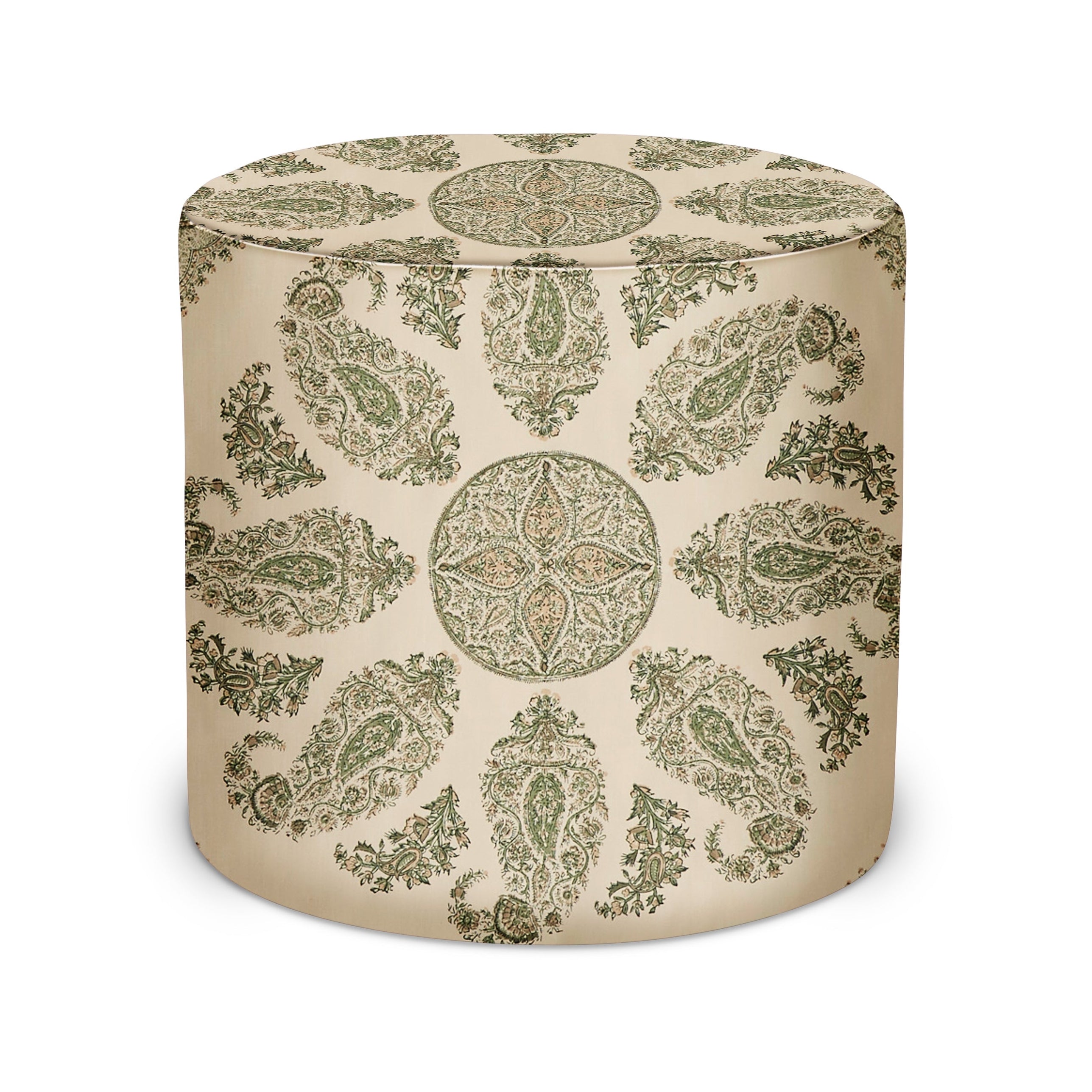 Indoor Pouf in Peter Dunham Textiles Samarkand in Green/Natural