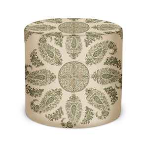 Indoor Pouf in Peter Dunham Textiles Samarkand in Green/Natural
