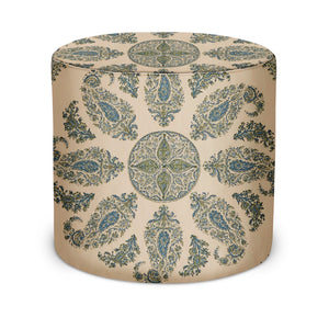 Indoor Pouf in Peter Dunham Textiles Samarkand in Blue/Green