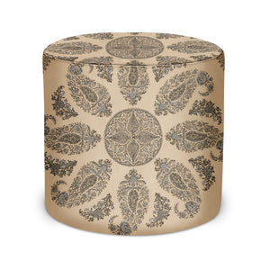 Indoor Pouf in Peter Dunham Textiles Samarkand in Charcoal/Silver