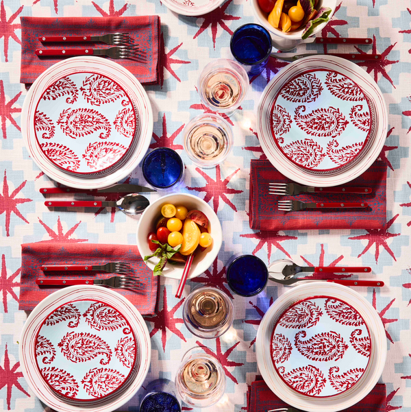 Peter Dunham + Hudson Grace Blue Starburst Printed Tablecloth