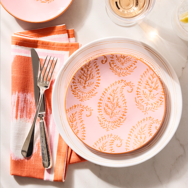 Peter Dunham + Hudson Grace Orange Bukhara and Kashmir, Cocktail Napkins Set of 50