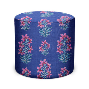Indoor Pouf in Peter Dunham Textiles Shani in Berry/Midnight
