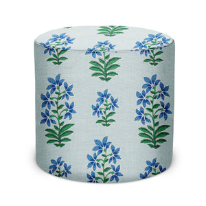 Indoor Pouf in Peter Dunham Textiles Shani in Blue/Ocean