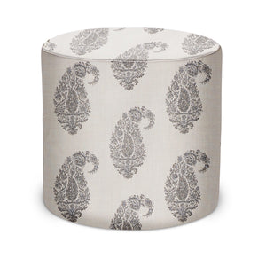 Indoor Pouf in Peter Dunham Textiles Shiraz in Charcoal/Natural