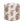 Round indoor pouf ottoman in natural fabric with burgundy paisley pattern
