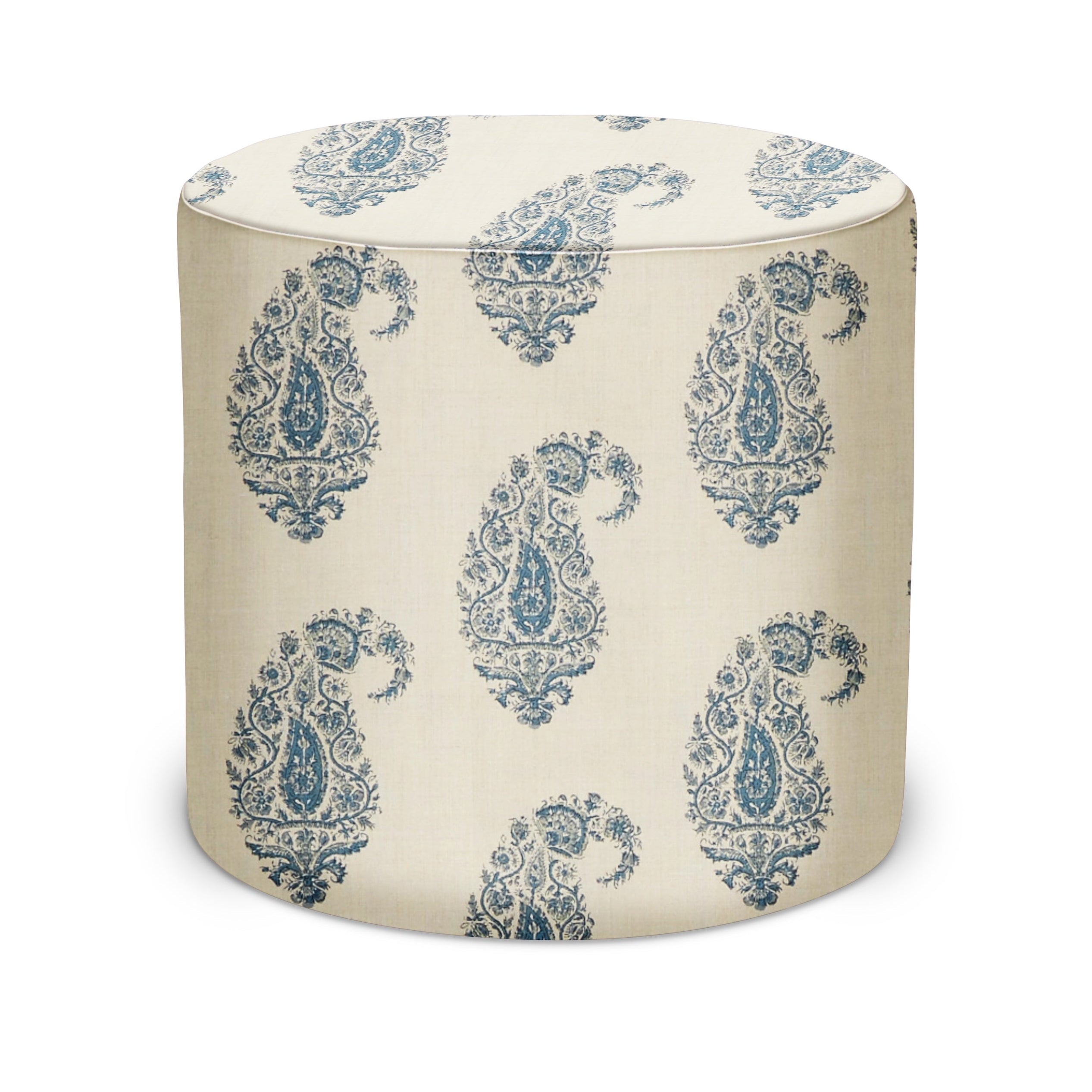 Indoor Pouf in Peter Dunham Textiles Shiraz in Blue/Blue