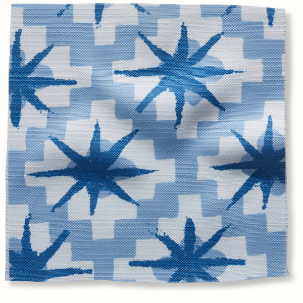 Peter Dunham Textiles Outdoor Starburst in Indigo/Sky Pillow