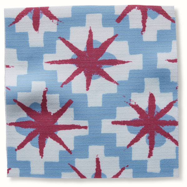 Peter Dunham Textiles Outdoor Starburst in Raspberry/Sky Pillow