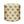 Indoor pouf with yellow base and blue starburst pattern, round cushioned top.