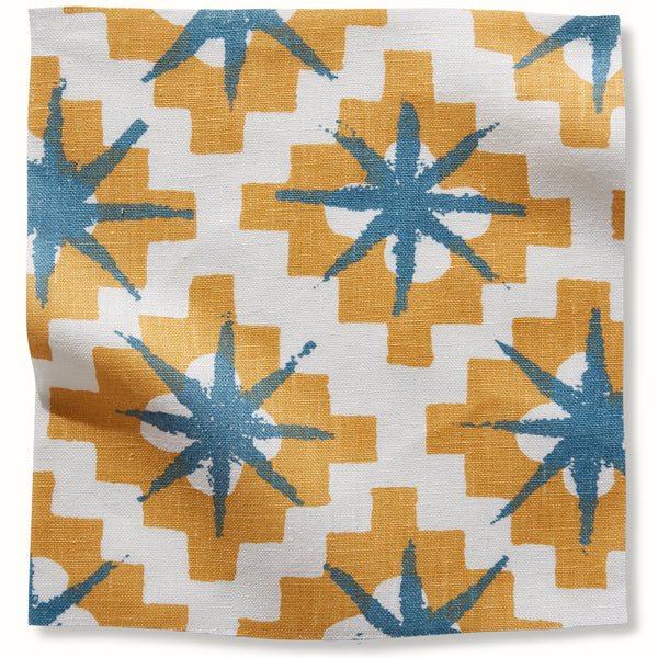 Peter Dunham Textiles Starburst in Yellow/Blue Pillow