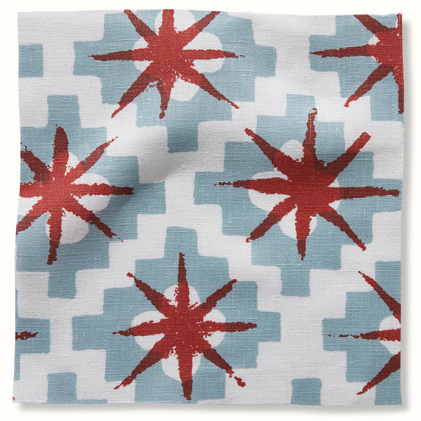 Peter Dunham Textiles Starburst in Blue/Red Pillow