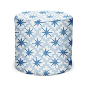 Indoor Pouf in Peter Dunham Textiles Starburst in North (Blue/Blue)