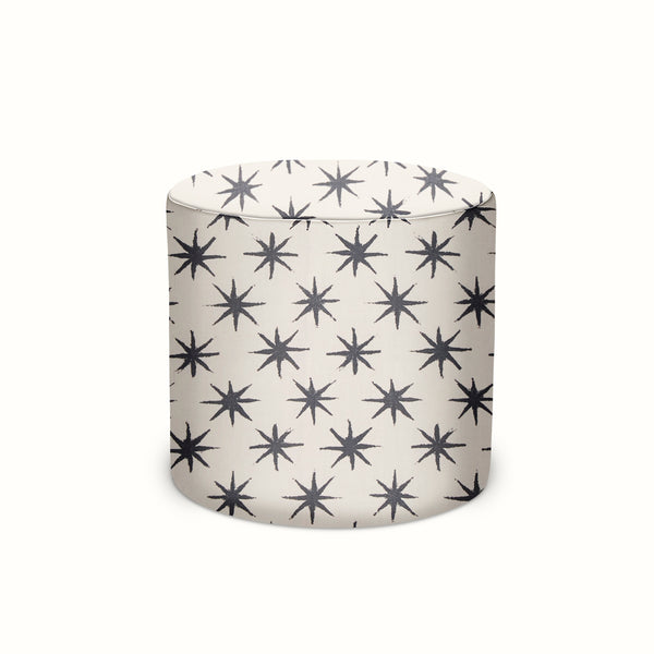 Indoor/Outdoor Pouf in Peter Dunham Textiles Starstruck Charcoal