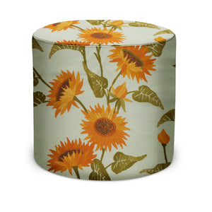 Indoor Pouf in Peter Dunham Textiles Sunflower Vine in Sky