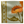 Light blue decorative pillow with orange sunflower vine and leaf print