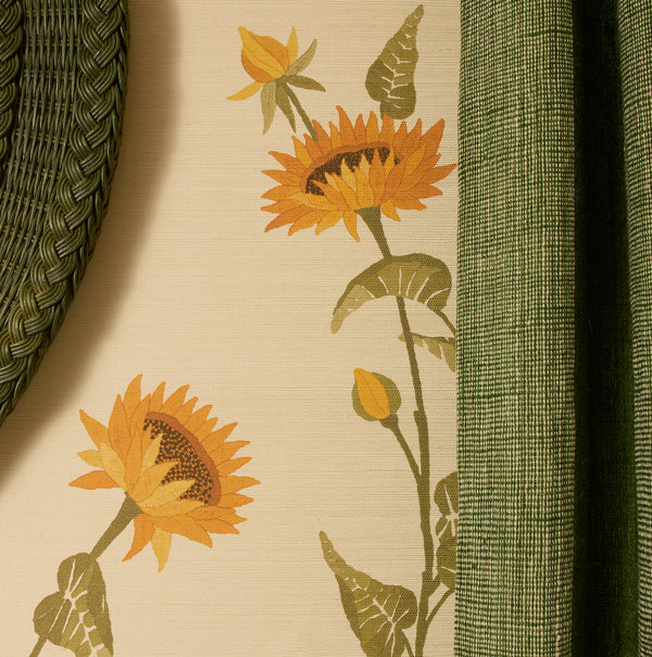 Green Round Wicker Mirror