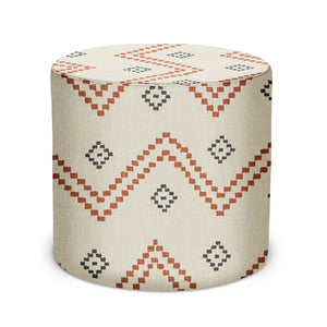 Indoor Pouf in Peter Dunham Textiles Taj in Red/Charcoal