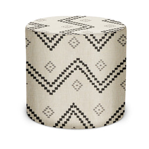Indoor Pouf in Peter Dunham Textiles Taj in Onyx/Ash